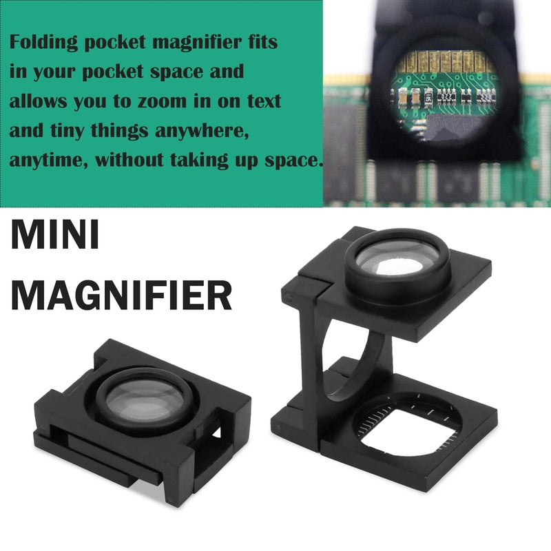 Rongon Portable Folding Magnifying Glass 20X Mini Three-Folding Magnifier Loupe Small Pocket Magnifying Glasses with Scale for Jewelry DIY Crafts Appraisal Watch Repair - Image 3